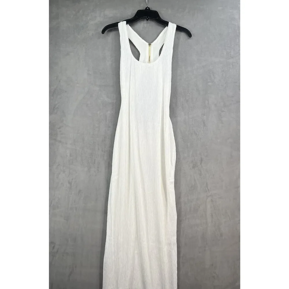 Rumer The Label Rosa Maxi Dress Size X-Small White Ribbed Stretchy Bodycon - Picture 4 of 11
